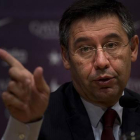 El presidente del Barça, Josep Maria Bartomeu, en una rueda de prensa.