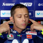 El piloto italiano de MotoGP Valentino Rossi, durante la sesión de entrenamientos libres celebrada ayer en el circuito turolense de Motorland Aragón.
