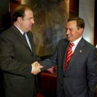 Juan Vicente Herrera y Manuel Vidal, durante la reunión de ayer