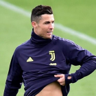 Cristiano Ronaldo en un entrenamiento de la Juventus.
