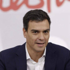 El secretario general del PSOE, Pedro Sánchez, al inicio hoy de la reunión de la Ejecutiva Federal del partido.