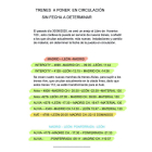 Está escrito en documentos de Renfe —reproducidos sobre estas líneas con total literalidad— lo que su delegado en la autonomía califica como mentira, por «no tener nada que ver con la realidad». Las marchas confeccionadas incluyen cambio de material de Alvia para retirar el del AVE; las conexiones de Avant a Valladolid, los Alvia a Ponferrada y los Alvia a Gijón. DL