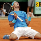 Rafael Nadal celebra su victoria ante el británico Andy Murray en la semifinal de Roland Garros.