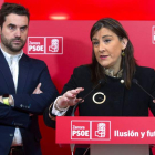 El secretario general del PSOE de Zamora, Antidio Fagúndez, junto a Ana Sánchez. MARIAM A. MONTESINOS