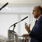 Luis de Guindos, durante su intervención en un encuentro del foro El Ágora de El Economista. HIDALGO