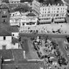La plaza de san Marcelo en fotografía aérea, inédita, hacia 1959