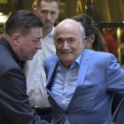 Blatter, a su llegada a Moscú.