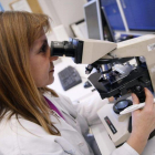 Una experta trabaja en un laboratorio de análisis clínicos de un hospital.