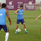 Sergi Roberto, durante el entrenamiento de este jueves en la ciudad deportiva del Barça.