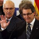Duran Lleida y Artur Mas, tras conocer los resultados electorales de CiU.