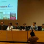 Los responsables de Bergidum Iure, ayer en Caja España, en la presentación oficial de la asociación