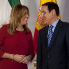 Díaz recibió al presidente de la CEA, Javier González de Lara, dentro de la ronda de contactos.