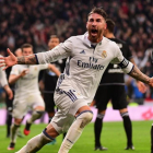Ramos celebra su gol al Deportivo en el tiempo añadido, el pasado 10 de diciembre.