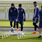 Messi, en el entrenamiento con Argentina.