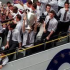 El Real Madrid celebra la última Copa de Europa, conseguida frente al Bayer Leverkusen