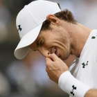 Murray se desespera durante el partido contra Querrey en Wimbledon.