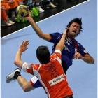 Jorge García Vega durante el partido de competición europea ante el Amicitia suizo