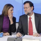 María Dolores de Cospedal y Mariano Rajoy durante la reunión del comité ejecutivo del PP.