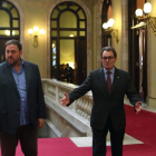 Junqueras y Mas en el Parlamento de Cataluña.