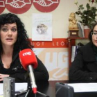 Carolina Suárez y Mercedes Rodríguez, ayer en la rueda de prensa en UGT