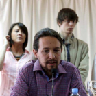 El líder de Podemos, Pablo Iglesias, la semana pasada durante una rueda de prensa.