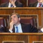 Zaplana, Acebes y Rajoy en un momento de la sesión parlamentaria