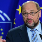 Schulz, en una conferencia de prensa, el 28 de mayo en Bruselas.