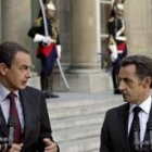 Rodríguez Zapatero y Nicolas Sarkozy comparecieron ante la prensa tras su almuerzo en París