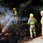 Trabajadores forestales sofocan un incendio en el entorno de Villafranca del Bierzo, en agosto de 2015. ANA F. BARREDO