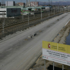 Imagen de las obras del AVE a su entrada en León, donde están paralizadas.
