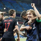 Modric celebra la victoria de su equipo frente a Argentina.