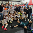 Los jugadores de la Cultural celebran la remontada ante el Valladolid Promesas. CULTURAL Y DEPORTIVA LEONESA