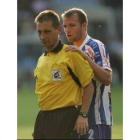 El colegiado Juan Antonio García junto al deportivista Chupri