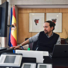 Pablo Iglesias, en su despacho oficial. DANI GAGO