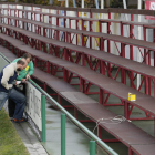 Los trabajos de acondicionamiento de las gradas de La Eragudina afrontaban ayer su recta final.