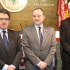 Los rectores de las Universidades de León, Valladolid y Burgos, José Ángel Hermida, Daniel Miguel, y Alfonso Murillo, hoy en la presentación del Master en Habilidades para la Gestión del Patrimonio Cultural