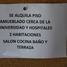 Anunció de un piso en alquiler en la Universidad de León. J. NOTARIO