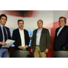 Miguel Ángel Blanco, Manuel Domínguez, Alfonso Arias y Manuel C. Cachafeiro, ayer, en la grabación del programa. DL