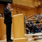 El presidente del Gobierno, Mariano Rajoy, en su intervención de hoy en el Senado.