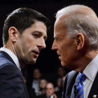 Joe Biden y Paul Ryan, cara a cara en un momento del debate.