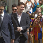 Leo Messi sale de los juzgados de Gavà tras declarar, en septiembre del 2013.