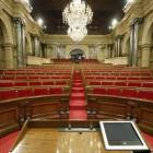 Vista del hemiciclo del Parlament de Cataluña, que prevé volver a reunirse en sesión plenaria el próximo martes para acoger la comparecencia del presidente catalán, Carles Puigdemont.