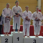 La judoca leonesa Daniela Agudo, en el podio con el bronce. DL