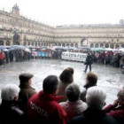 Alrededor de 500 personas se reunieron ayer en Salamanca contra la fusión.