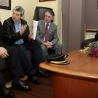 Epifanio Pérez, Miguel Martínez, Francisco Álvarez y Ángel Miñambres en el transcurso de la reunión