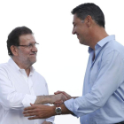 Rajoy participó ayer en Castelldefels en un acto de apoyo al candidato García-Albiol.