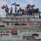 Simpatizantes sandinistas protestan durante una marcha en favor del Gobierno nicaragüense.