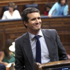 Pablo Casado, este martes en el Congreso, durante el debate de investidura.