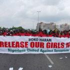 Manifestación para reclamar la liberación de las jóvenes secuestradas, este lunes en Abuya.