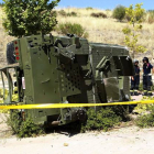 Un vehículo militar blindado ha sufrido hoy un aparatoso accidente de tráfico en la avenida Monasterio de Silos de Madrid.